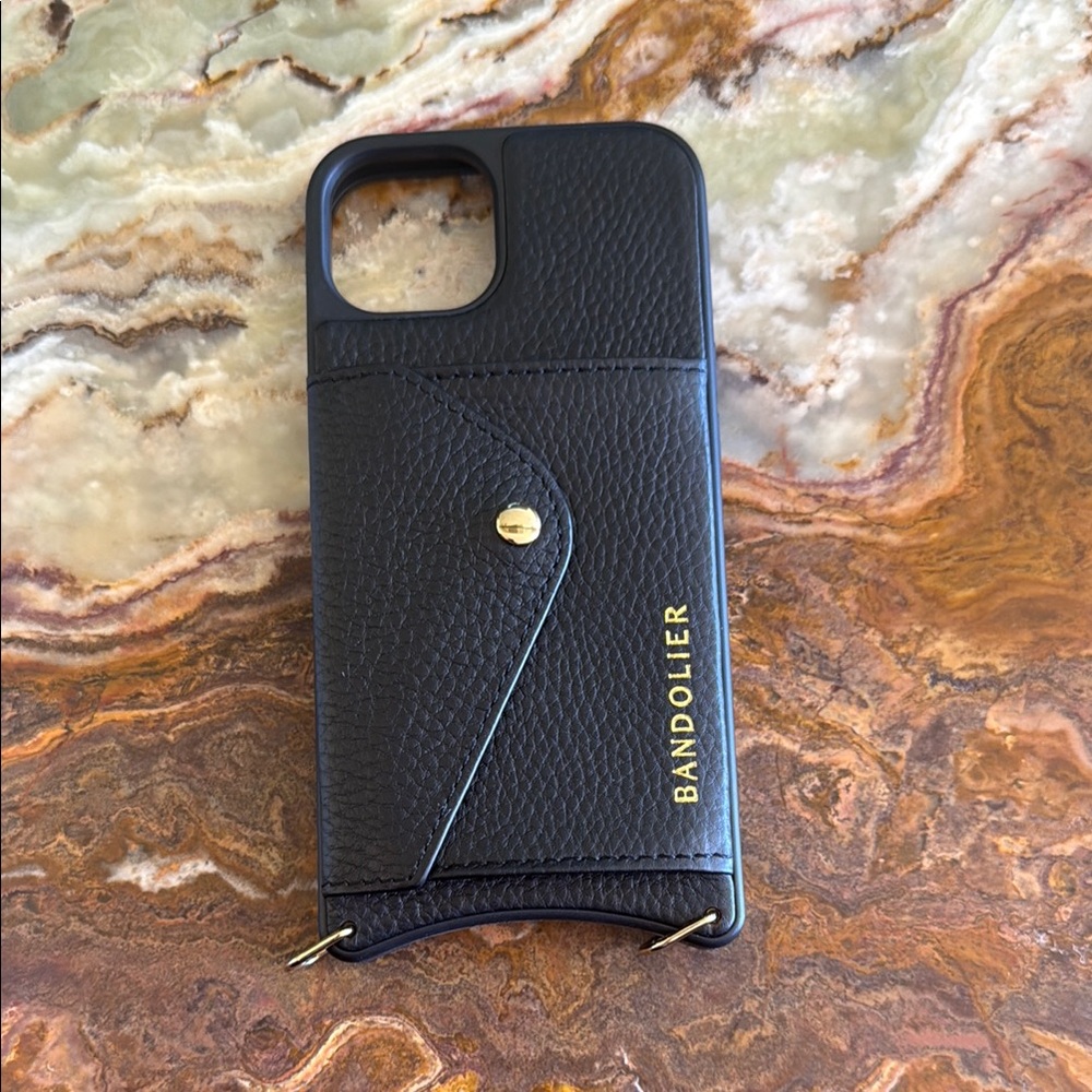Bandolier Black Leather iPhone Case with Card Slot iPhone 13